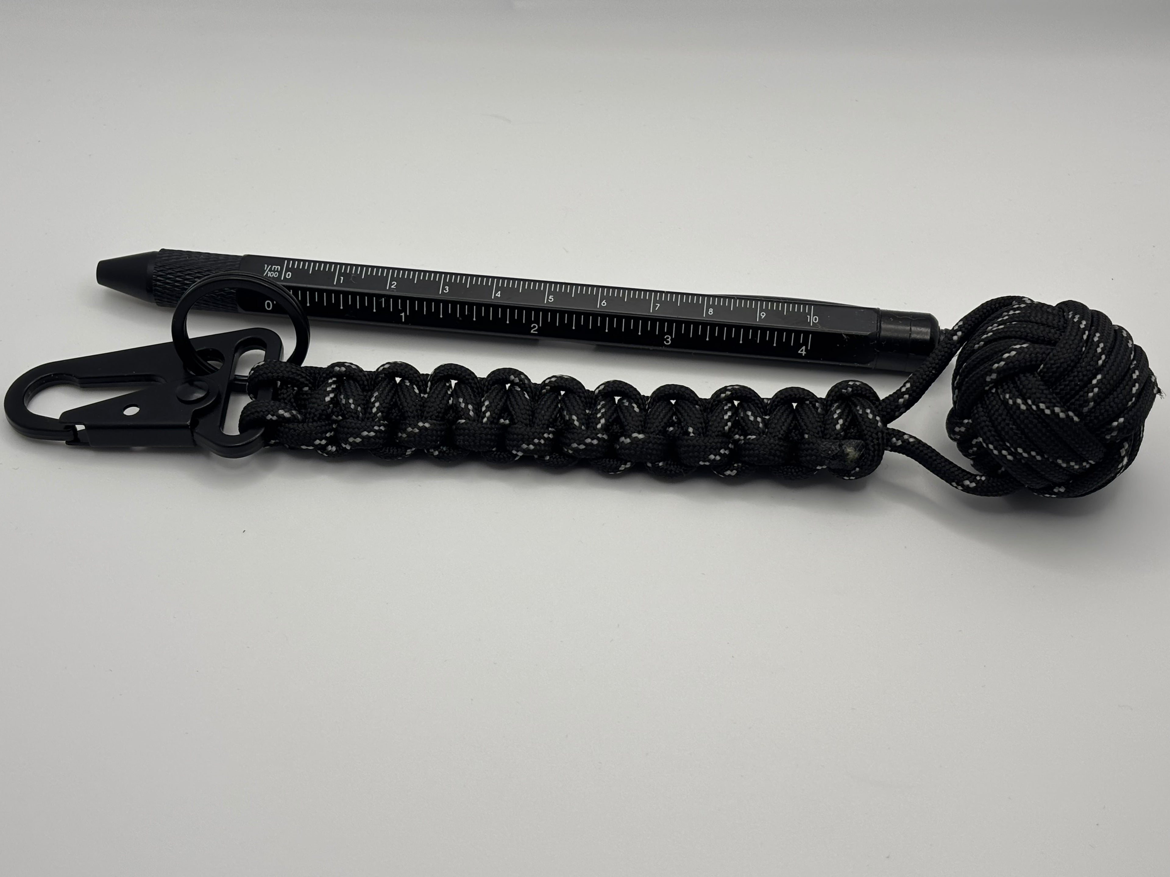 Handmade Monkey Fist Paracord Keychain (Black) image 2