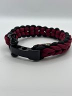 Waterfall Stitch Paracord Bracelet with Adjustable Clasp – Garnet & Black image 3