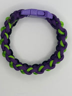 Handmade Crisscrossed Paracord Bracelet – Purple, Black & Neon Green image 2