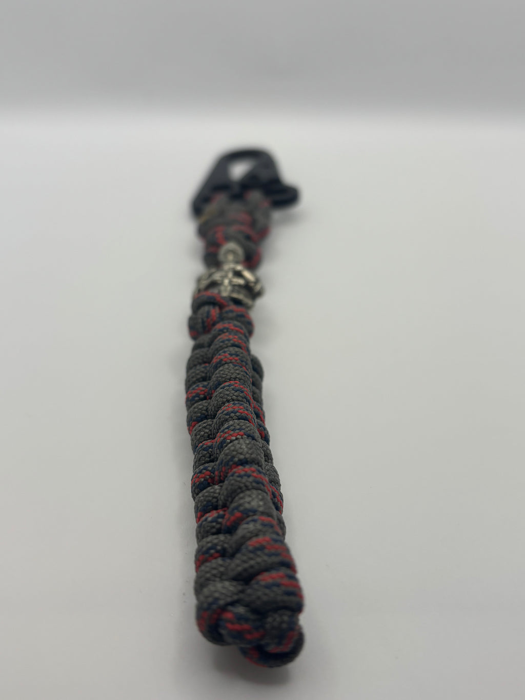 Rattle Snake Knot Paracord Keychain with Warrior Bead – Red image 3