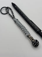 Handmade Snake Bead Paracord Keychain – Grey image 3