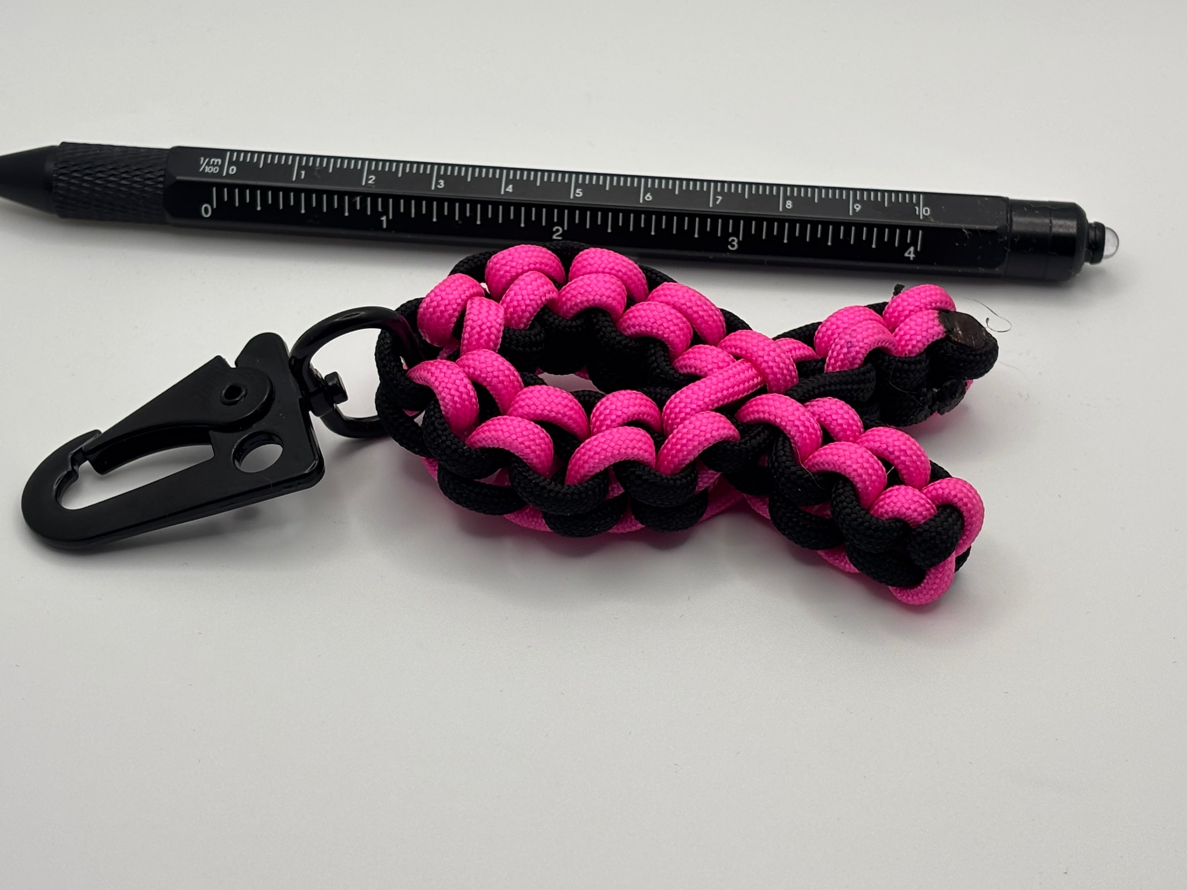 Handmade Pink Ribbon Shaped Paracord Keychain image 3