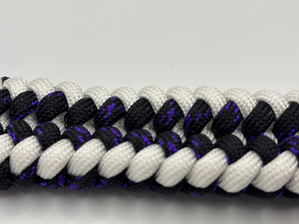 Handmade Sanctified Weave Paracord Keychain (Blk/Ppl/Wht) image 2