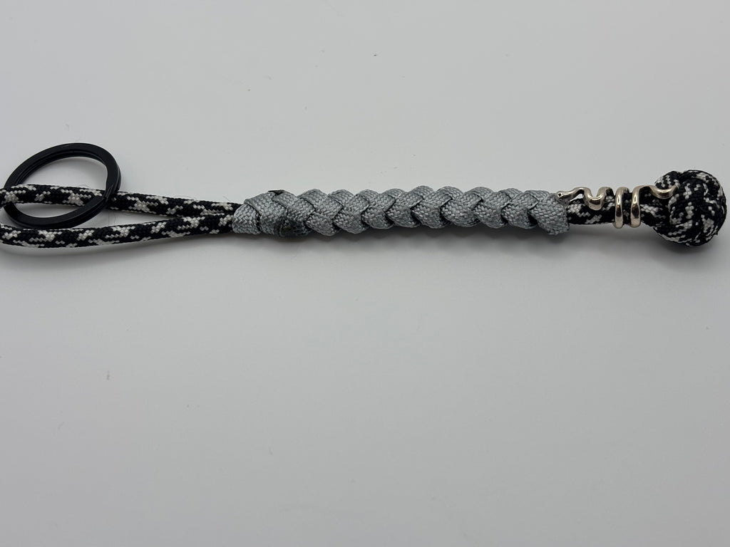 Handmade Snake Bead Paracord Keychain – Grey image 0