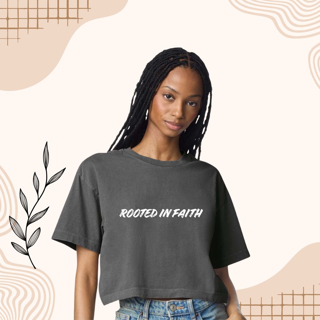 Coastal Earth Rooted In Faith Cropped Tee