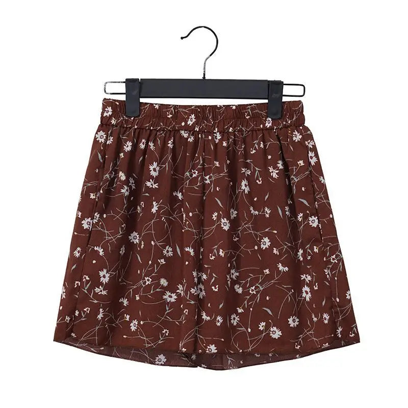 Coastal Earth Chiffon Boho Floral Women's Shorts
