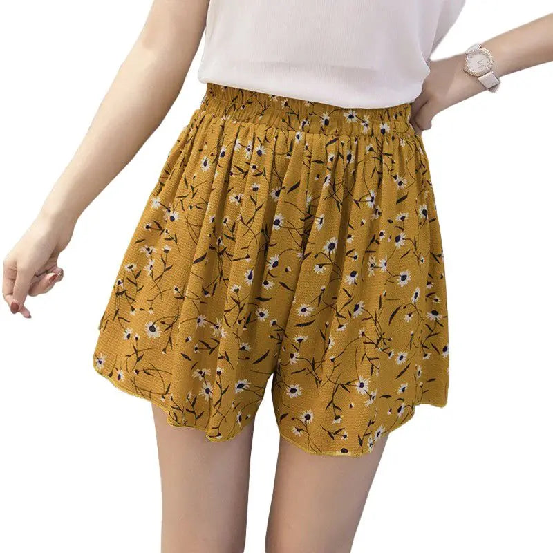 Coastal Earth Chiffon Boho Floral Women's Shorts