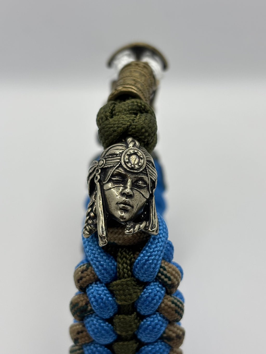 Handmade Sanctified Stitched Paracord Bracelet – Indian Bead & Metal Anchor Clasp