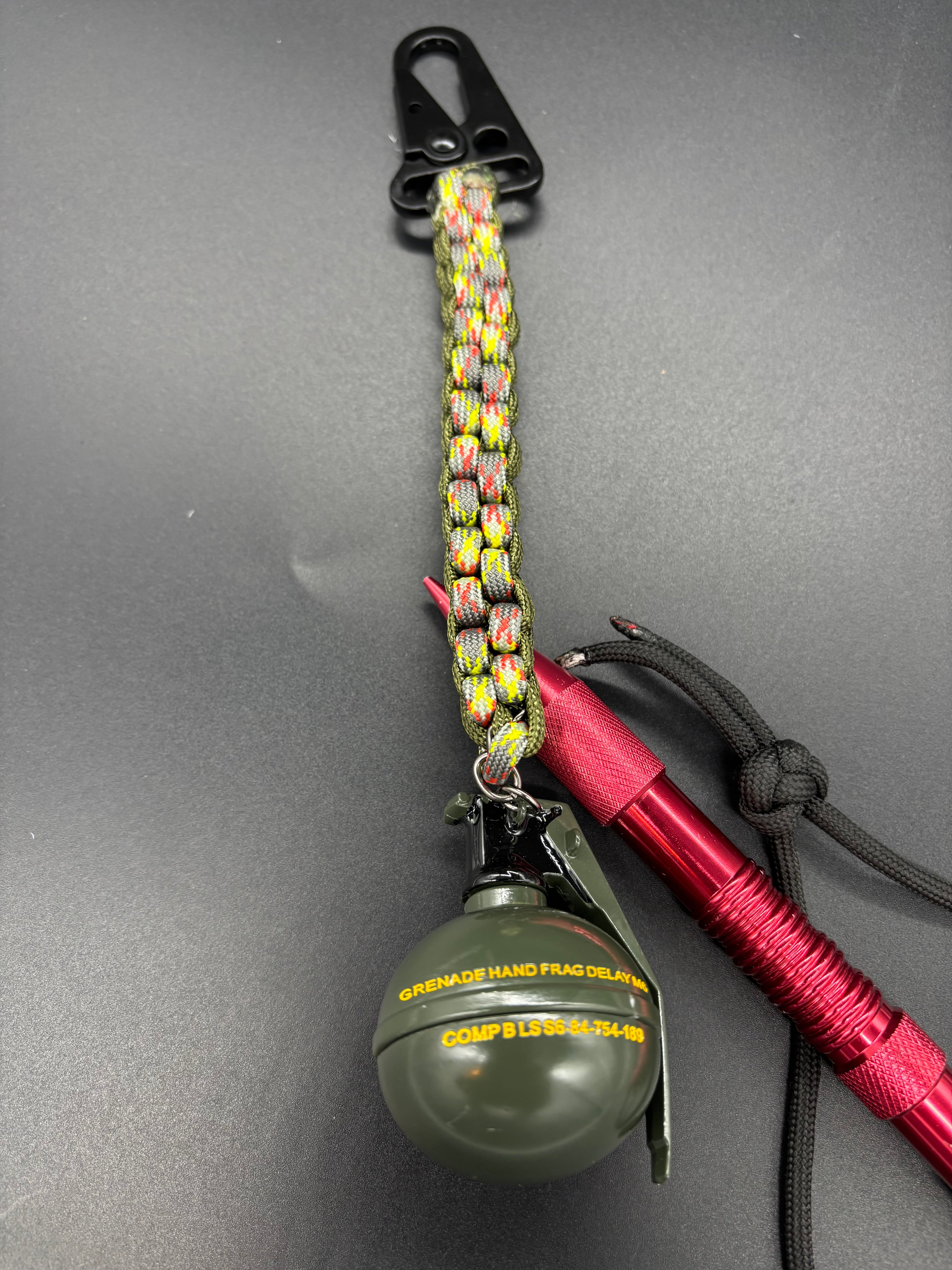 Grenade Square Knot Multi-Color & OD Green Keychain