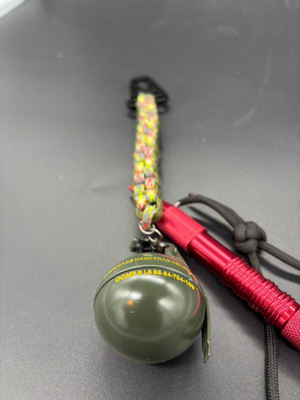 Grenade Square Knot Multi-Color & OD Green Keychain