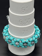 Blue Flower Adjustable Bracelet with Stone Beads