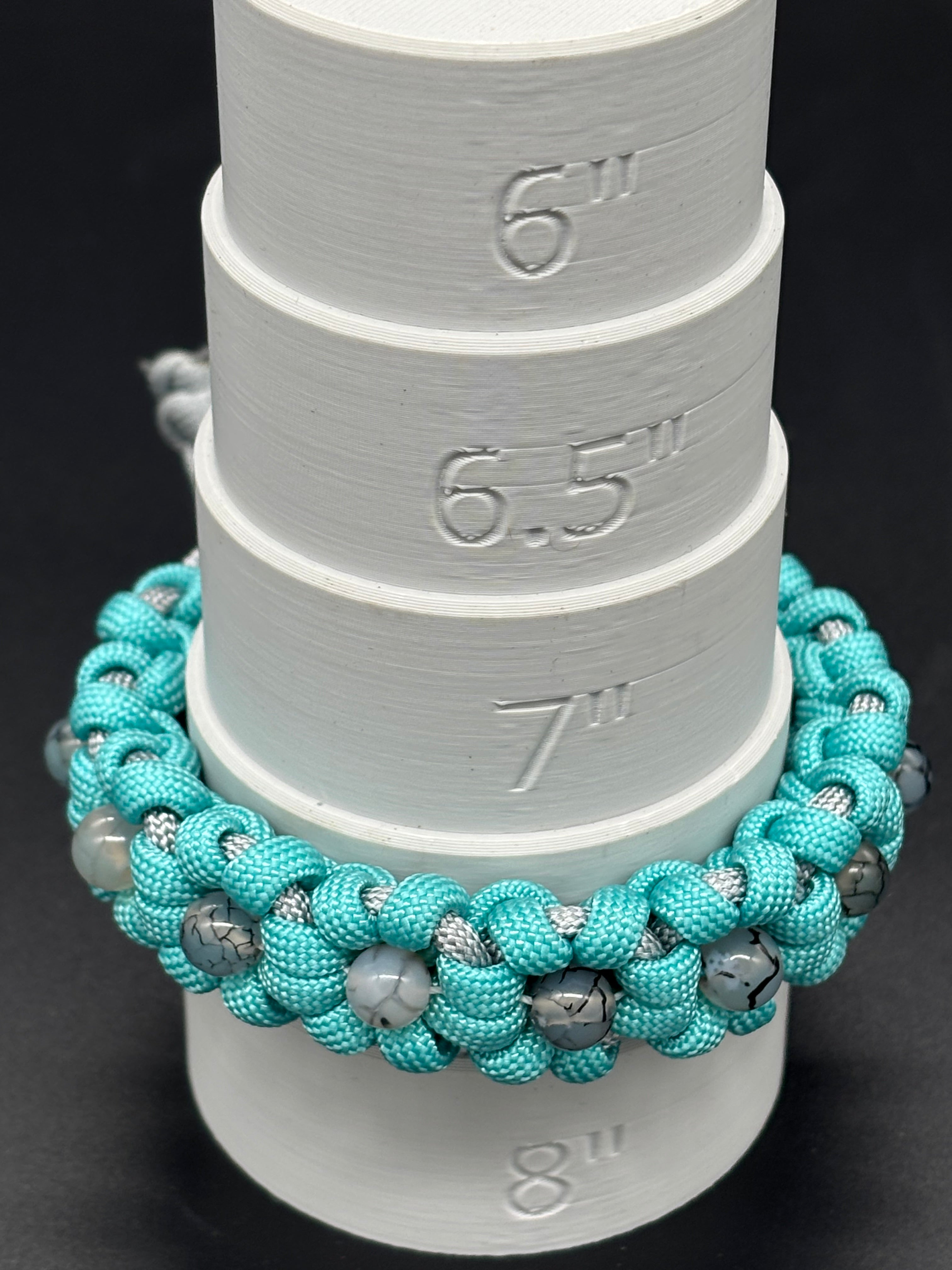 Blue Flower Adjustable Bracelet with Stone Beads
