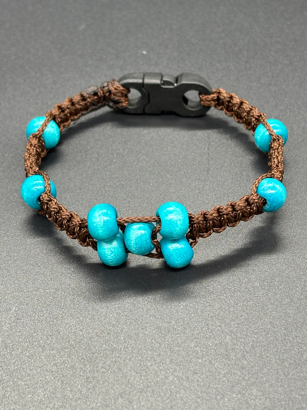 Blue Bead Micro Bracelet with Plastic Clasp