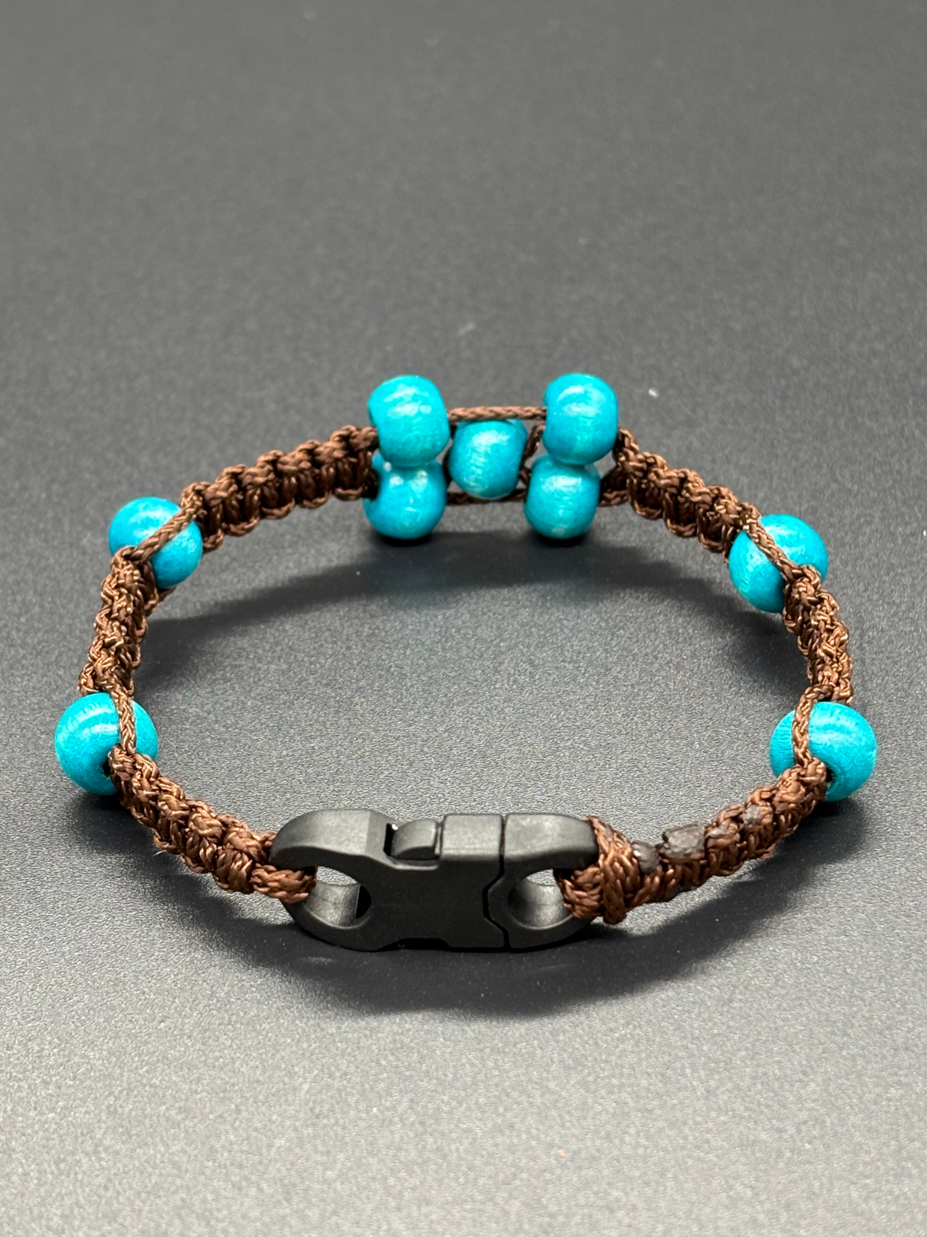Blue Bead Micro Bracelet with Plastic Clasp