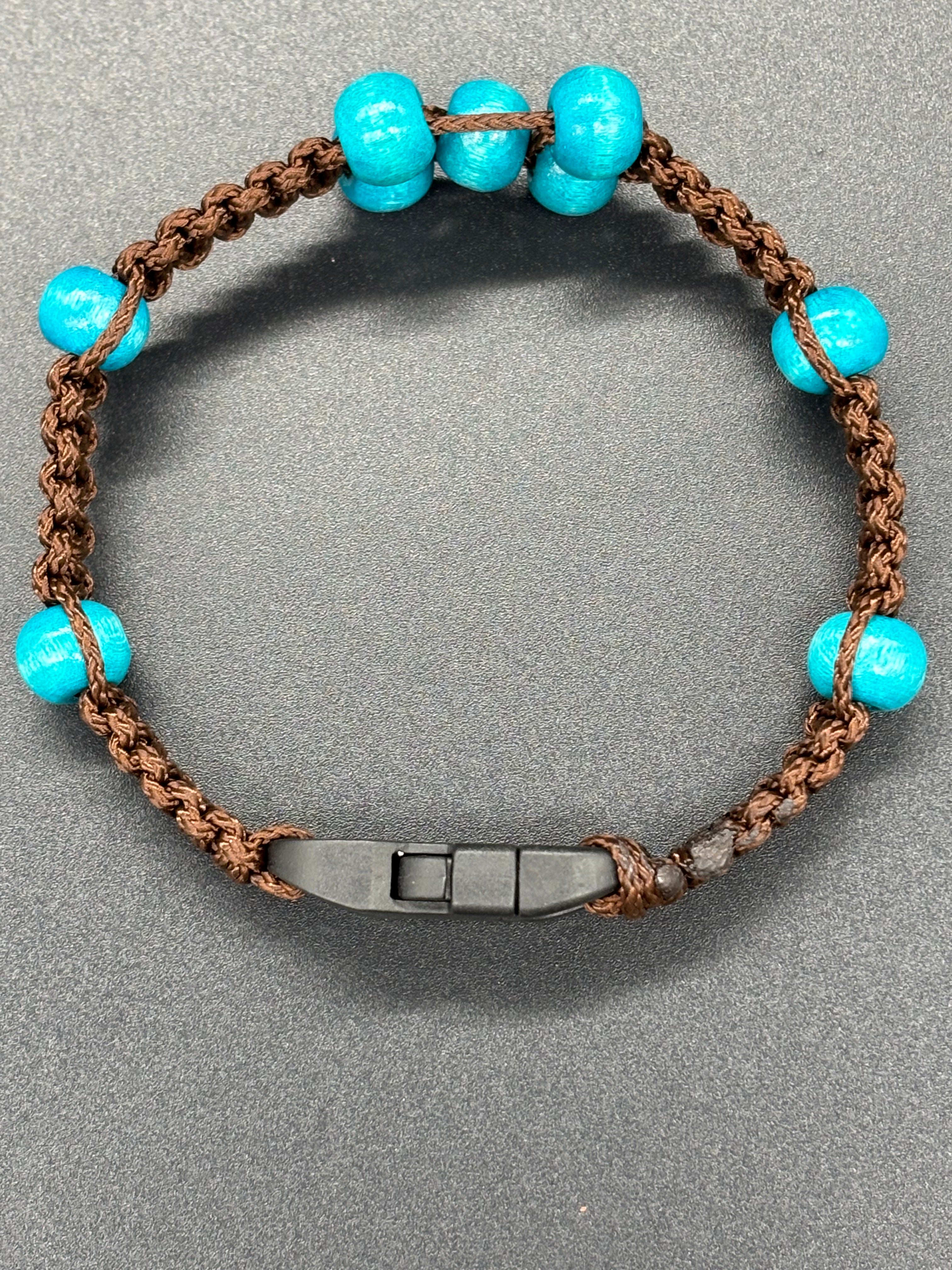 Blue Bead Micro Bracelet with Plastic Clasp