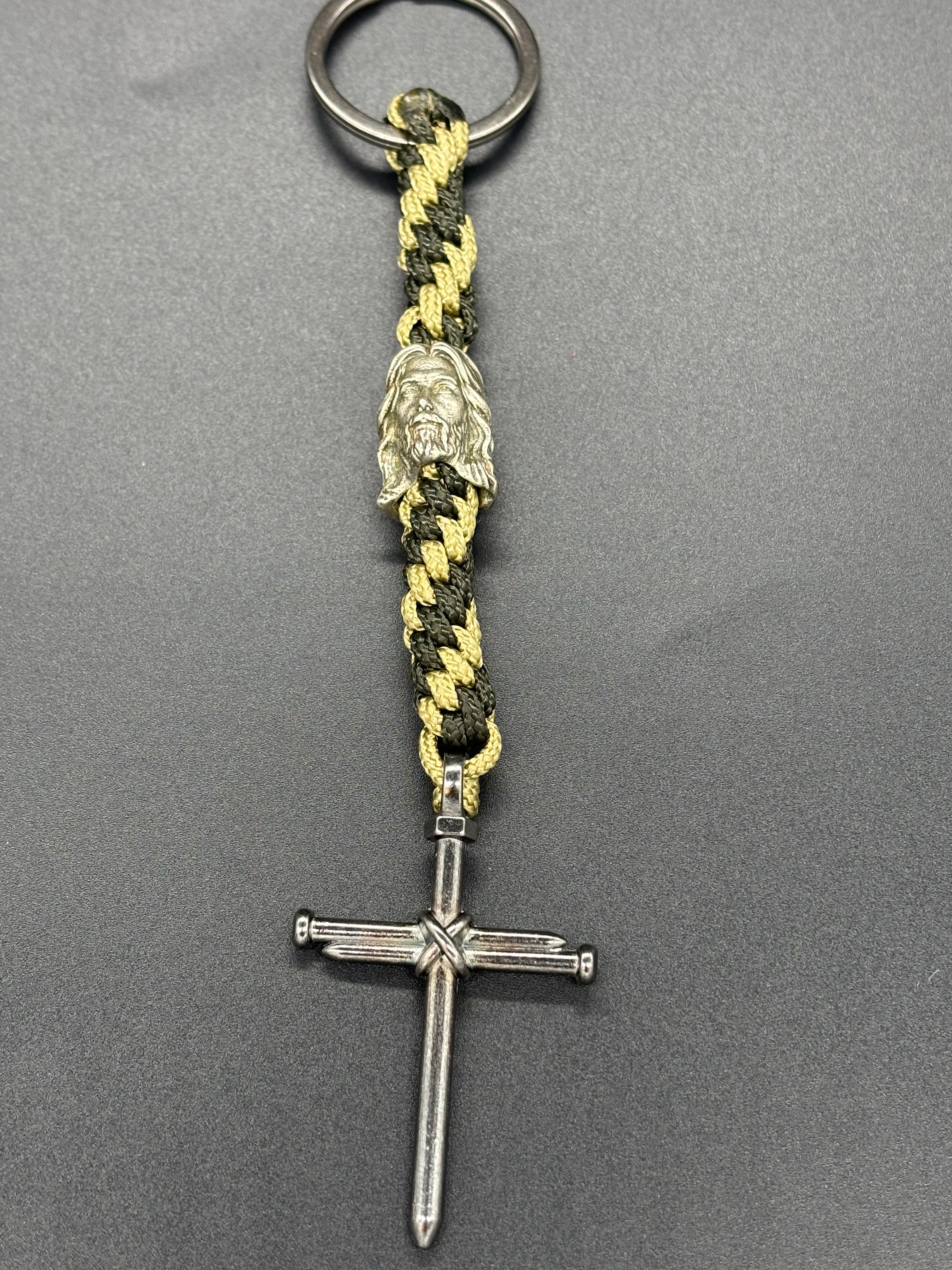 Circle Stitch Cross Keychain