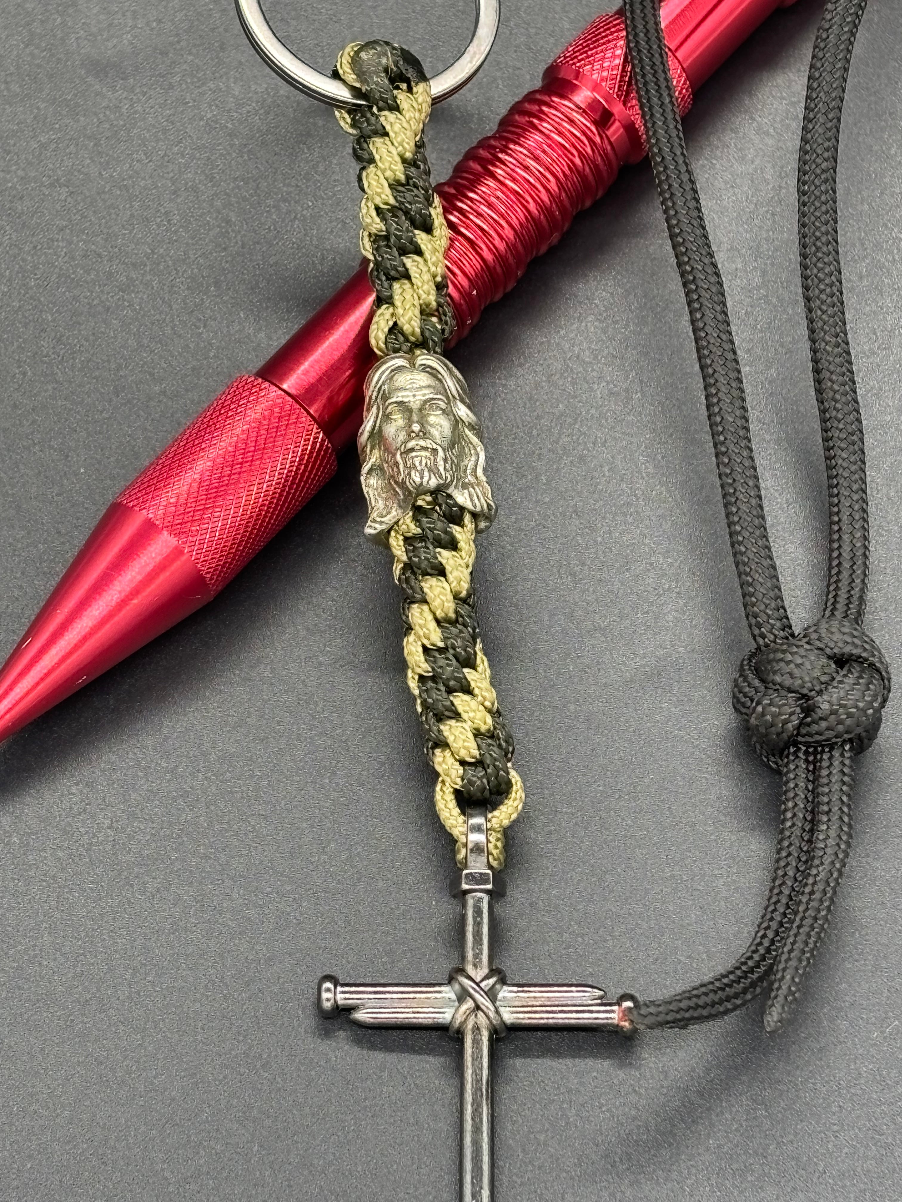 Circle Stitch Cross Keychain