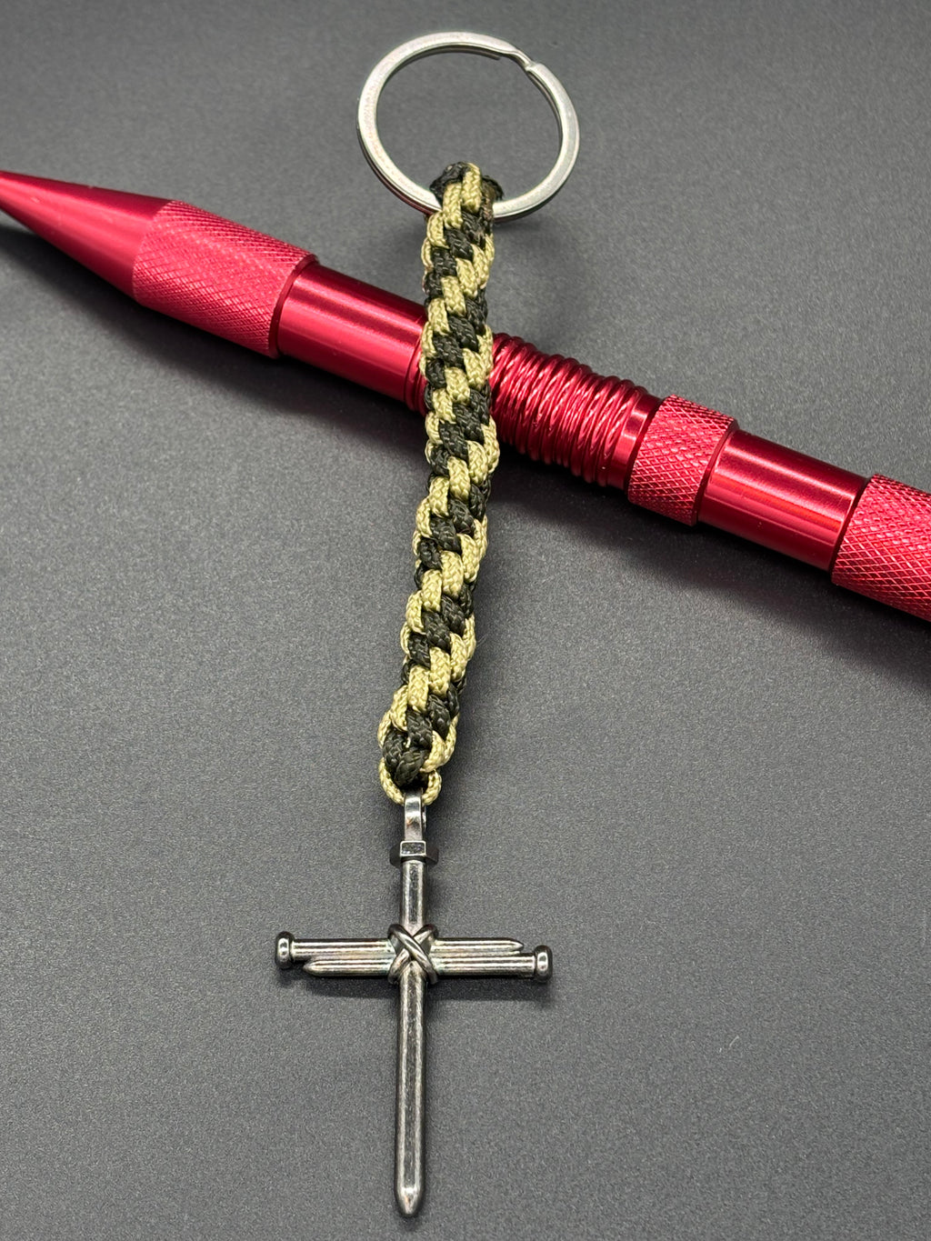 Circle Stitch Cross Keychain