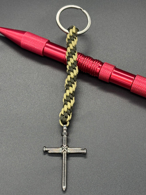 Circle Stitch Cross Keychain