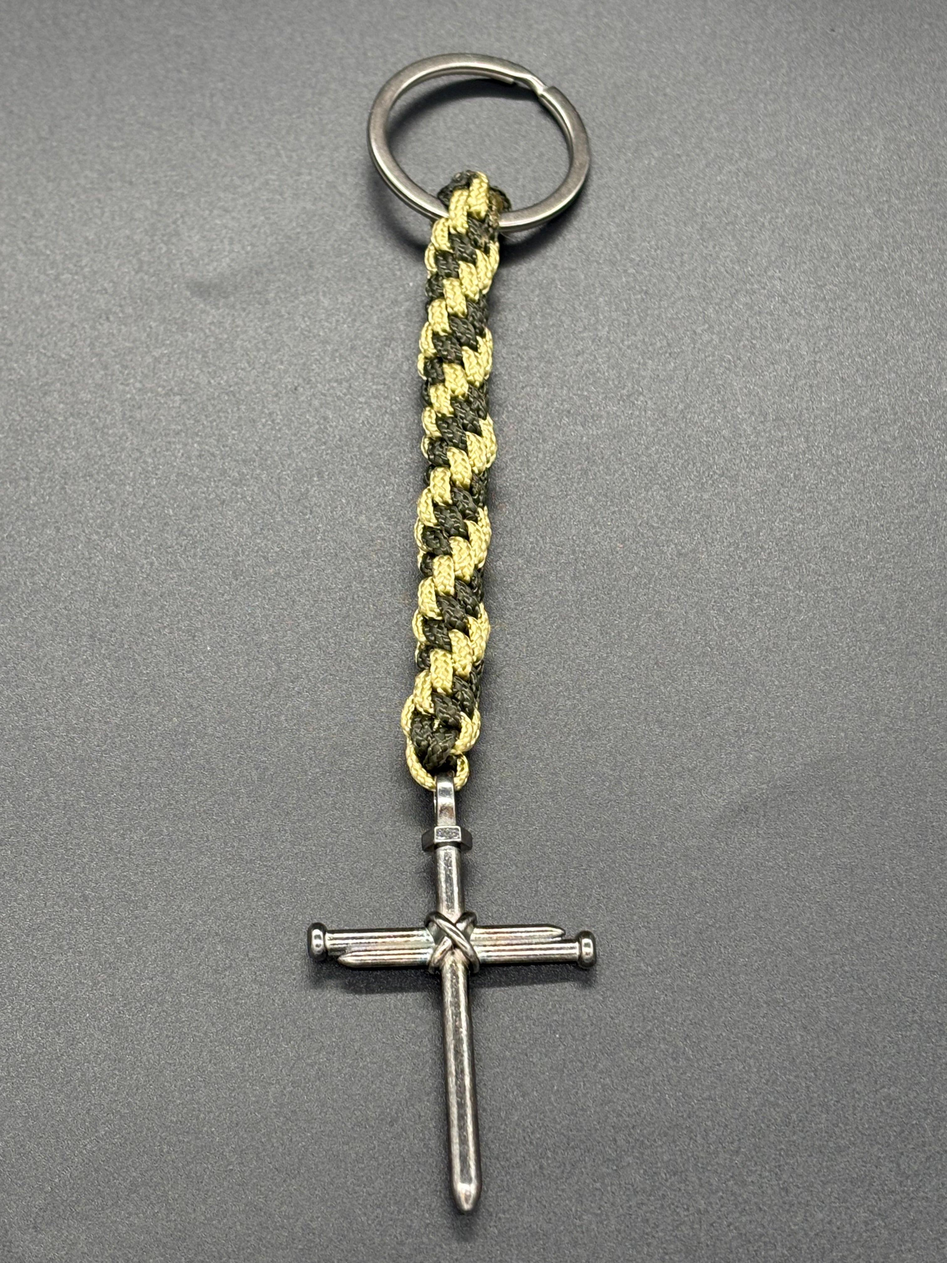Circle Stitch Cross Keychain