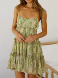 Coastal Earth Floral Print Suspender Dress