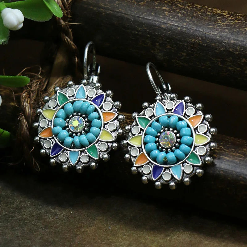 Wildflower Wood Beaded Boho Earrings