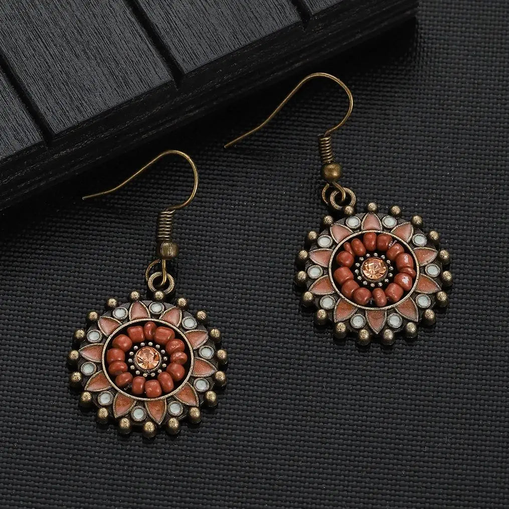 Wildflower Wood Beaded Boho Earrings