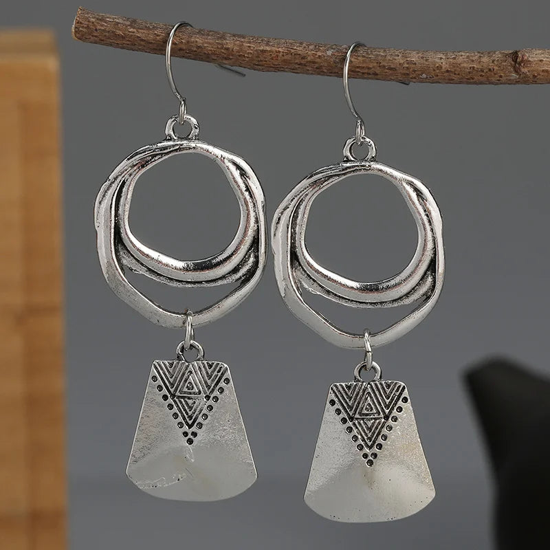 Coastal Earth Silver Color Dangle Earrings
