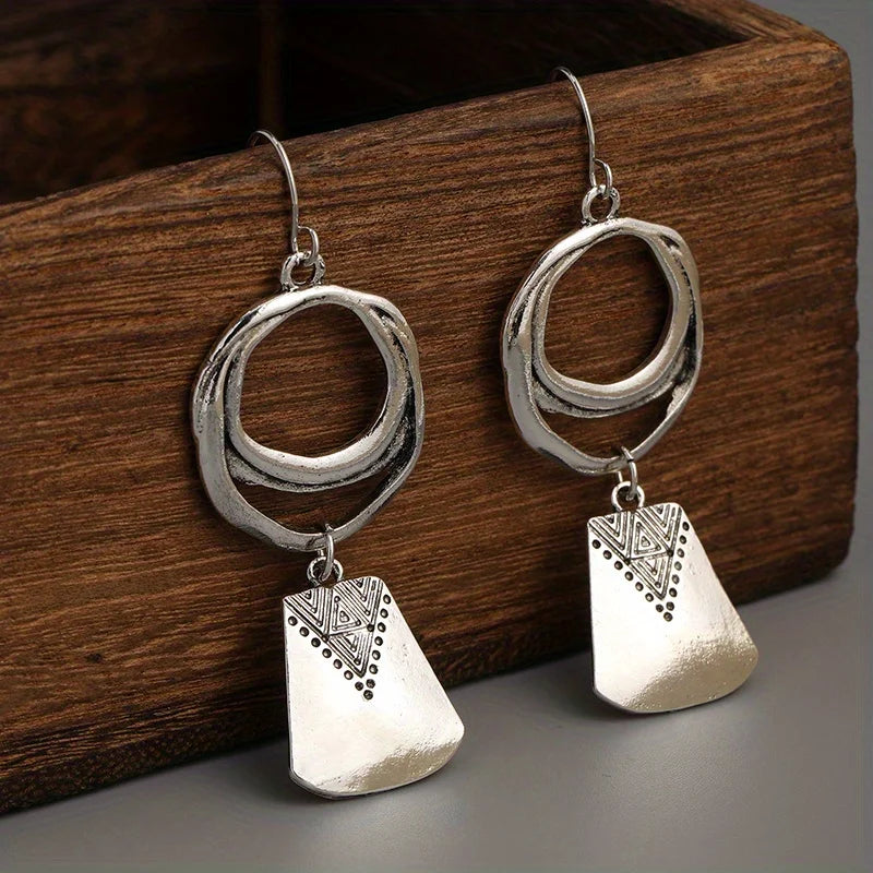 Coastal Earth Silver Color Dangle Earrings