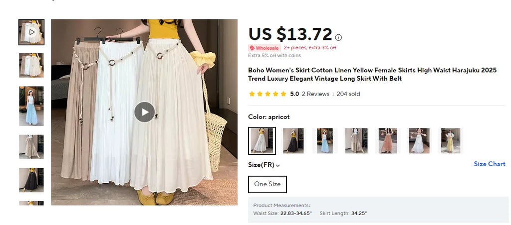 Coastal Linen Long Skirt