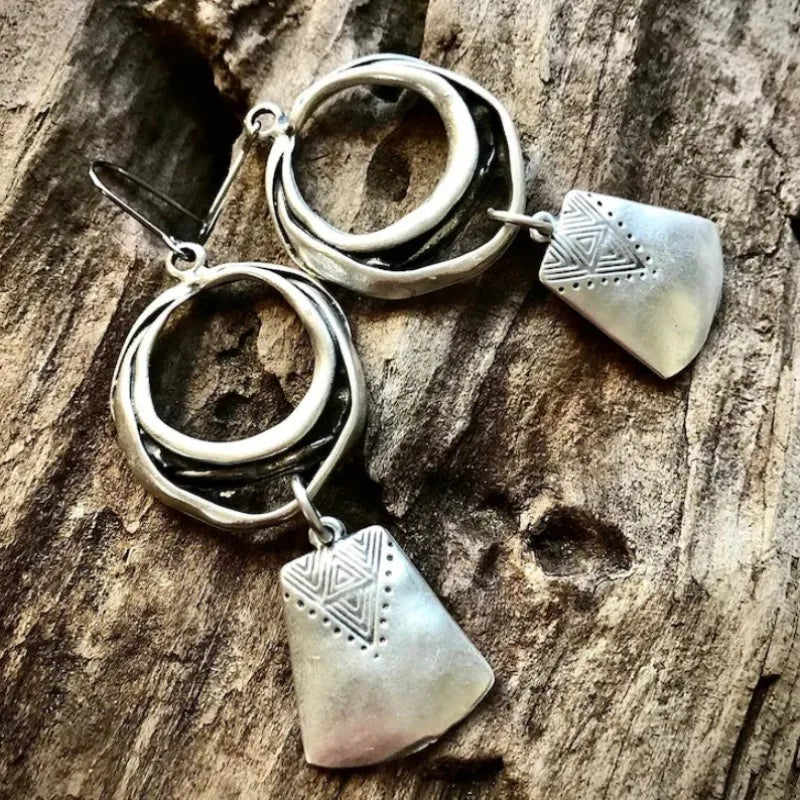 Coastal Earth Silver Color Dangle Earrings