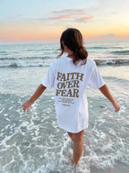 Womens Faith Over Fear Letter Printing  T-Shirt