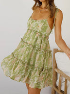 Coastal Earth Floral Print Suspender Dress