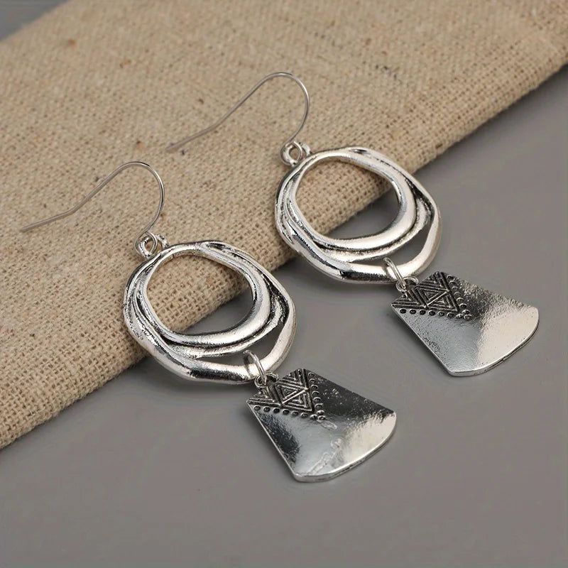 Coastal Earth Silver Color Dangle Earrings