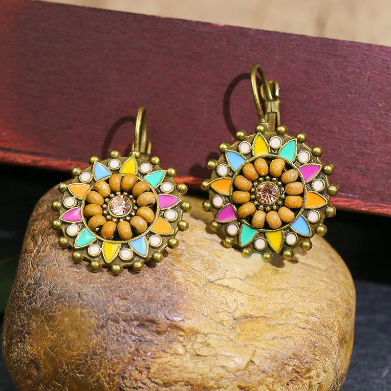 Wildflower Wood Beaded Boho Earrings