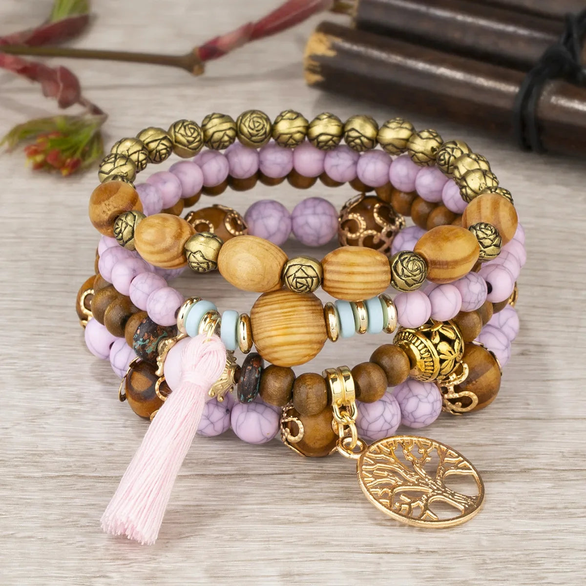 Boho Tree Of Life Bracelet Set