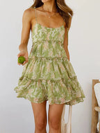 Coastal Earth Floral Print Suspender Dress