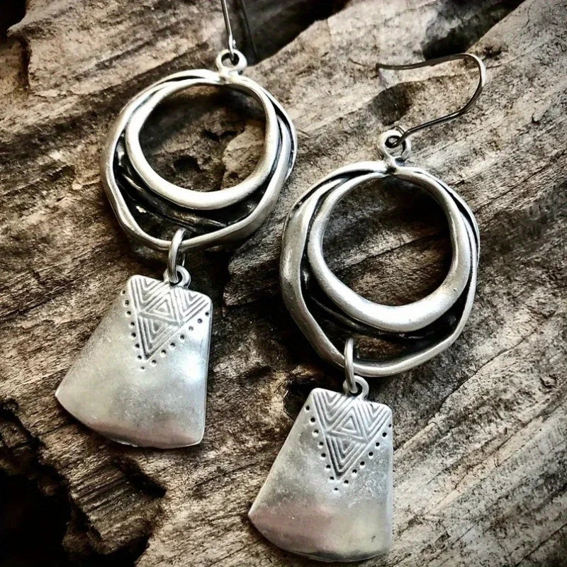 Coastal Earth Silver Color Dangle Earrings