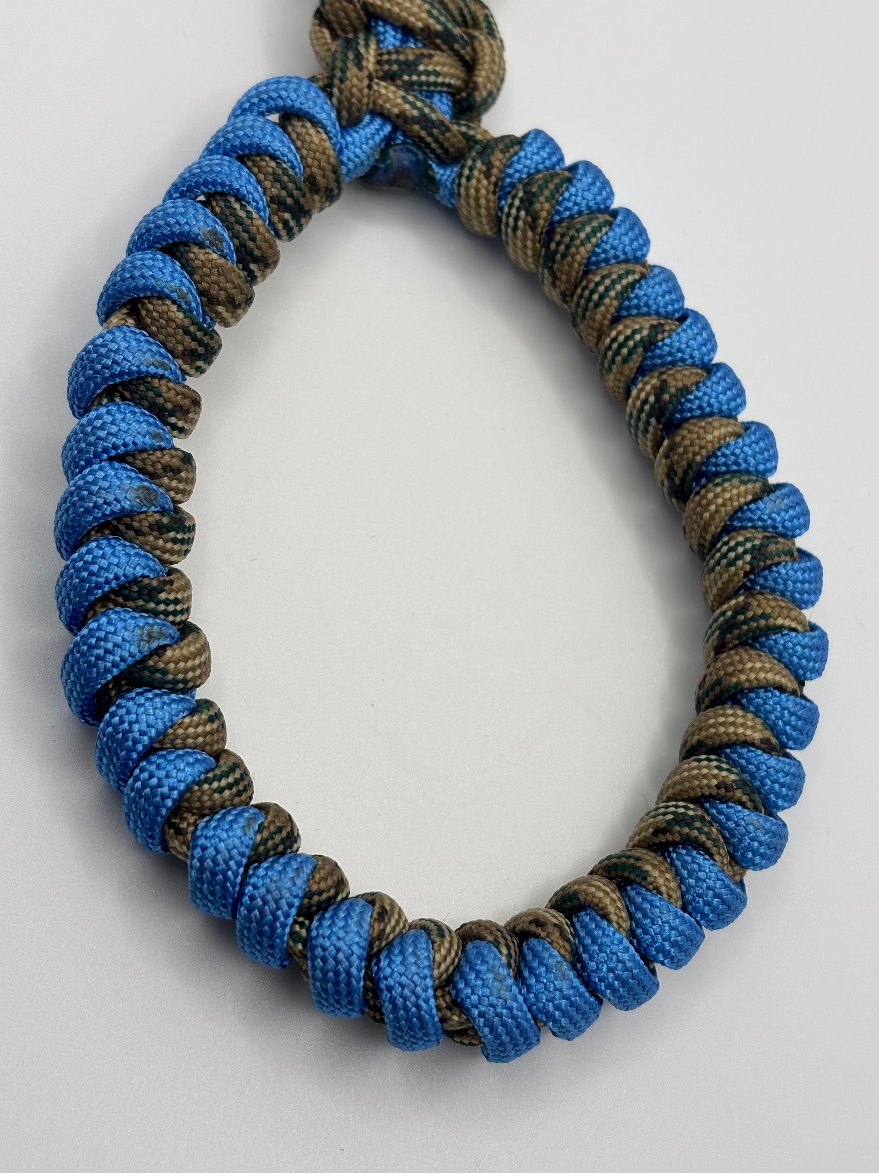 Handmade Blue & Tan Cobra Weave Paracord Keychain image 3