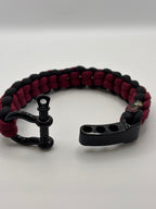 Waterfall Stitch Paracord Bracelet with Adjustable Clasp – Garnet & Black image 1
