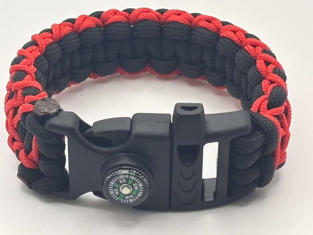 Handmade Stitched Cobra Knot Paracord Bracelet (Blk/Red) image 0