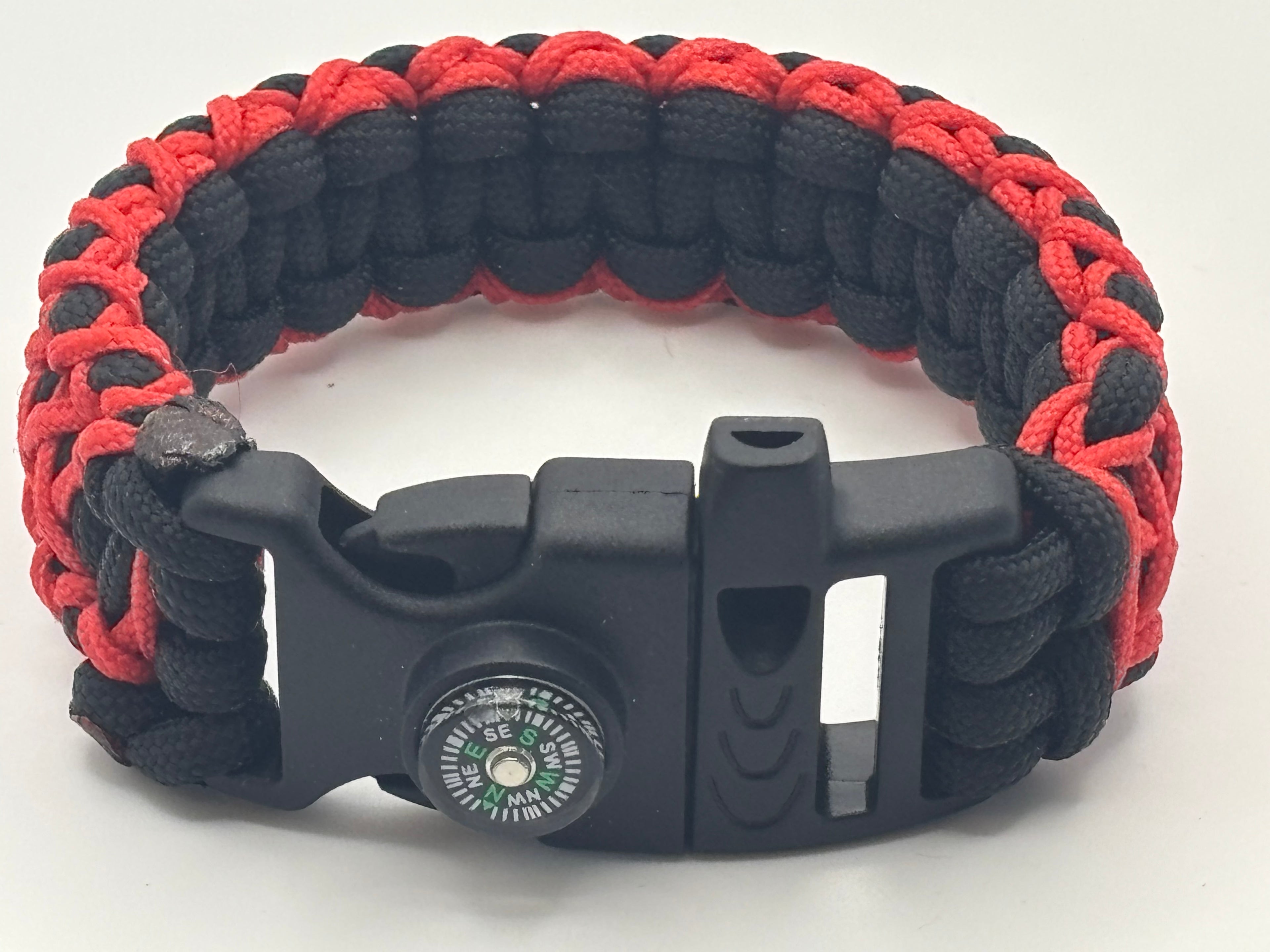 Handmade Stitched Cobra Knot Paracord Bracelet (Blk/Red) image 0