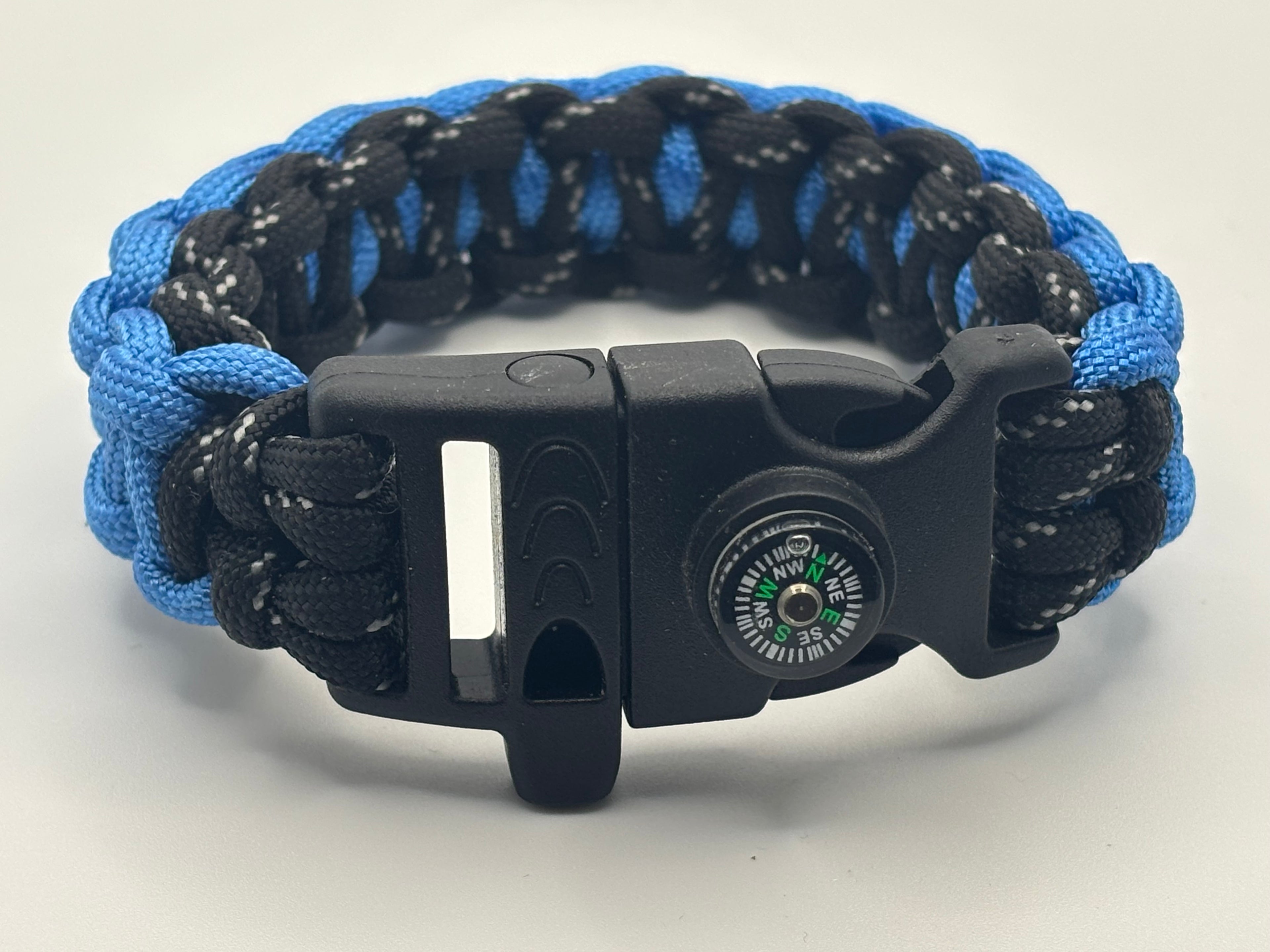 Handmade Back-to-Back Cobra Knot Paracord Bracelet – Blue & Black image 0