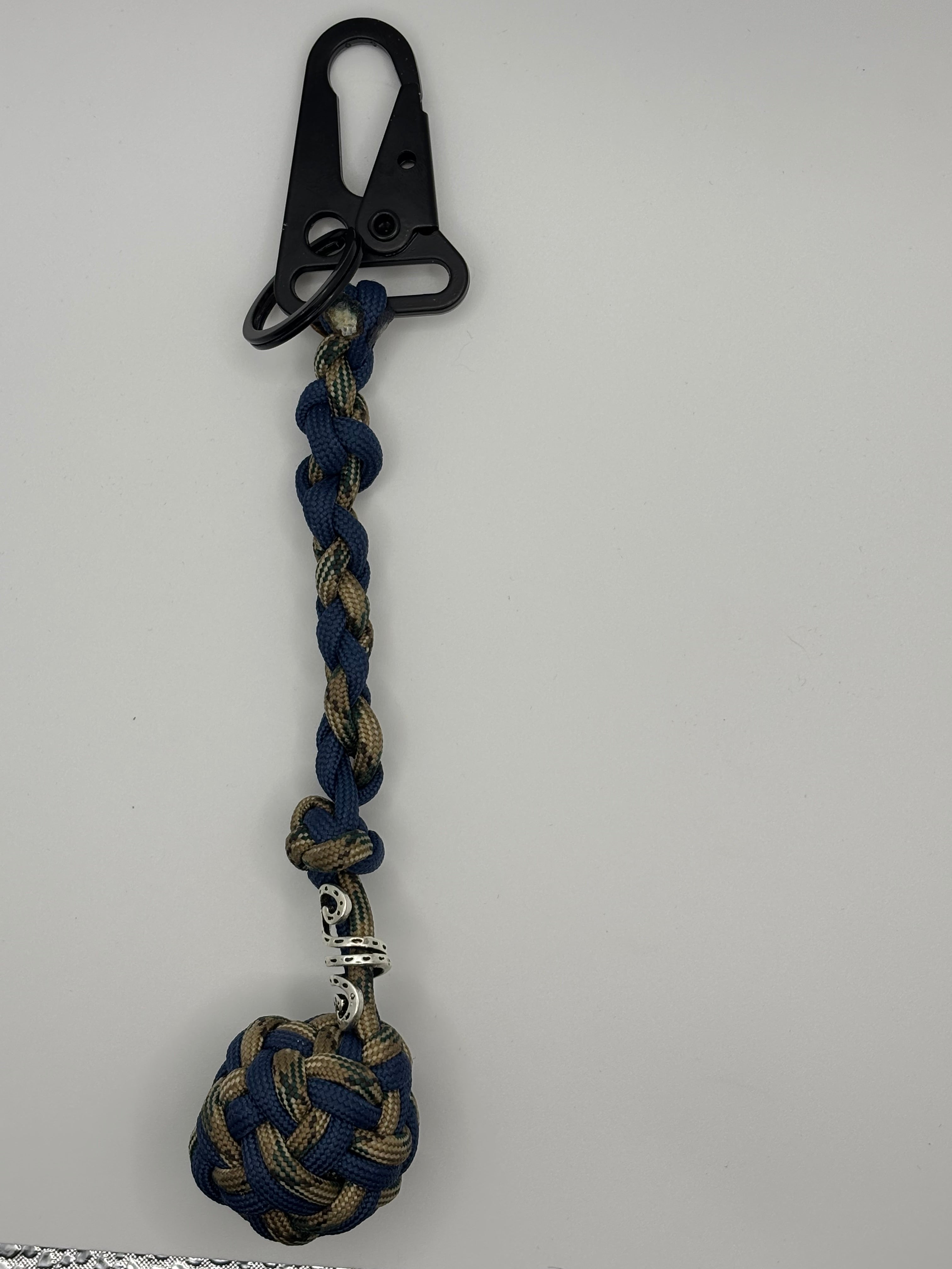 Handmade Double Glow Knot Paracord Bracelet (Tan/Navy) image 1