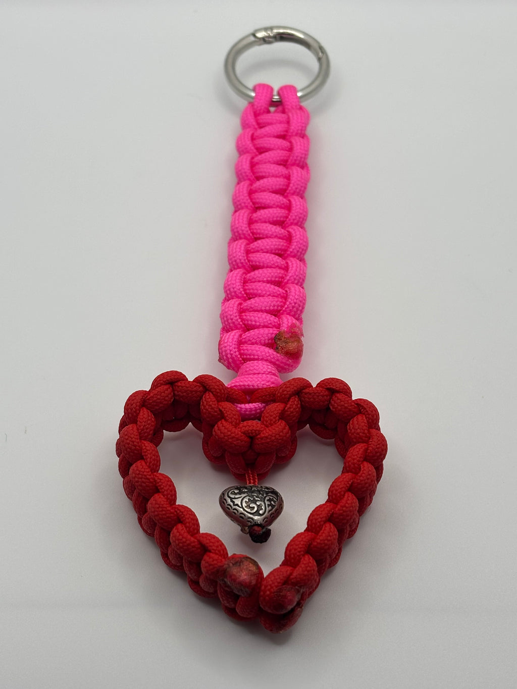 Handmade Red Heart Cobra Paracord Keychain image 0