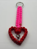 Handmade Red Heart Cobra Paracord Keychain image 0