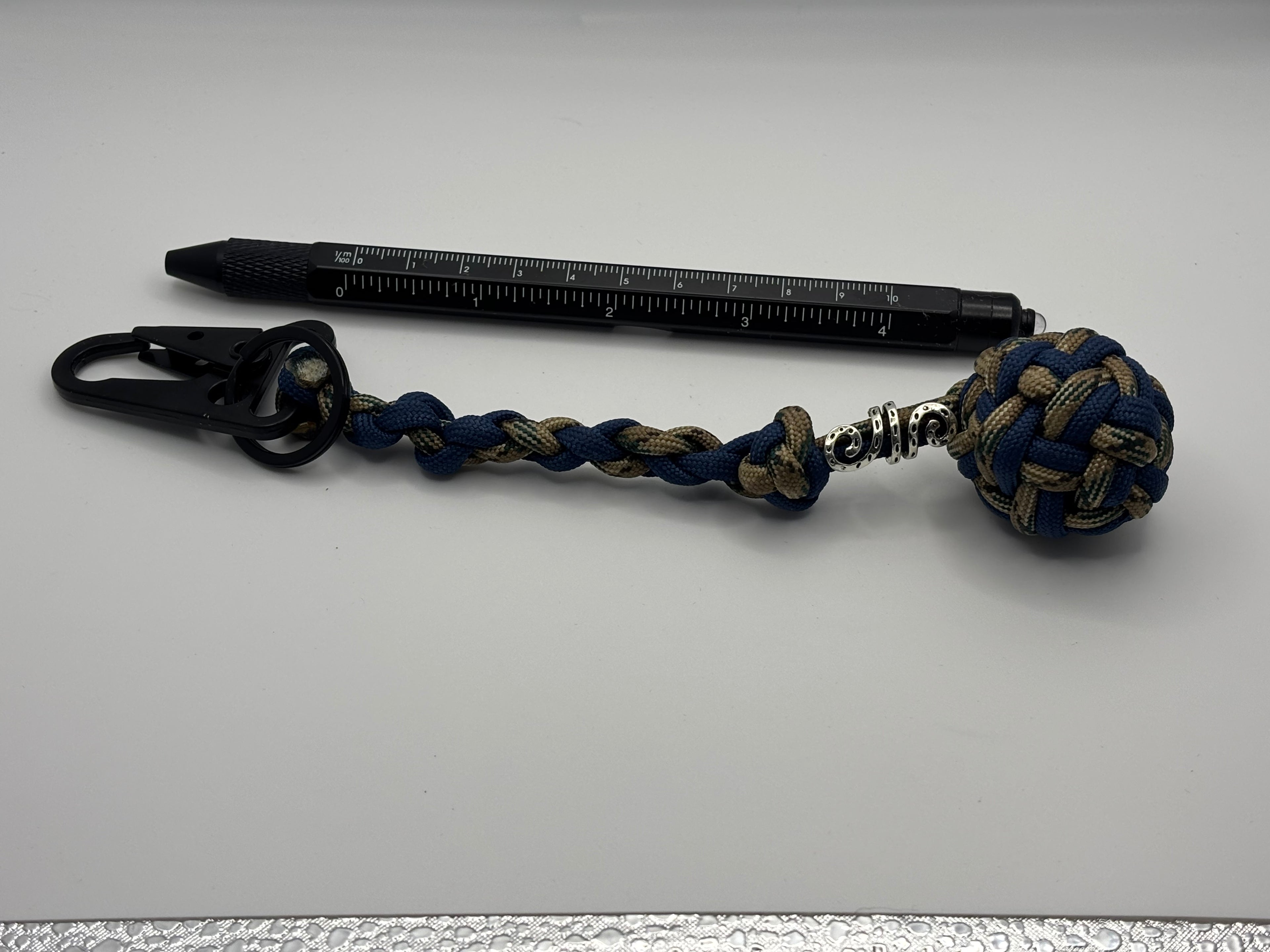 Handmade Double Glow Knot Paracord Bracelet (Tan/Navy) image 4