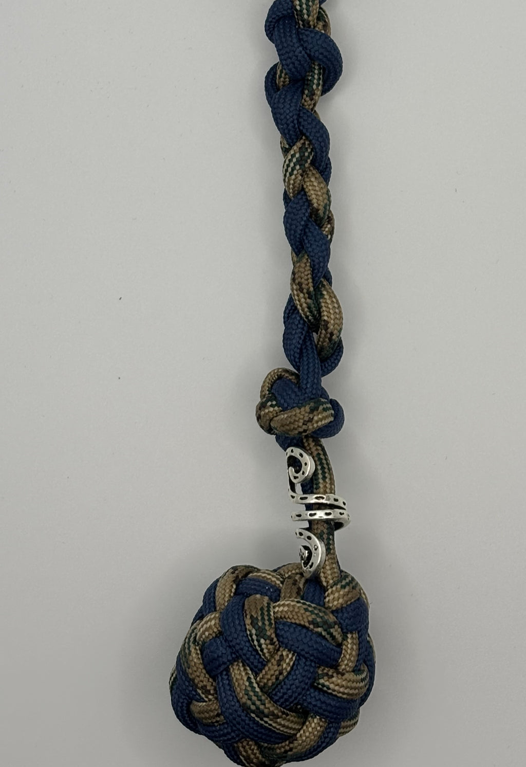 Handmade Double Glow Knot Paracord Bracelet (Tan/Navy) image 0