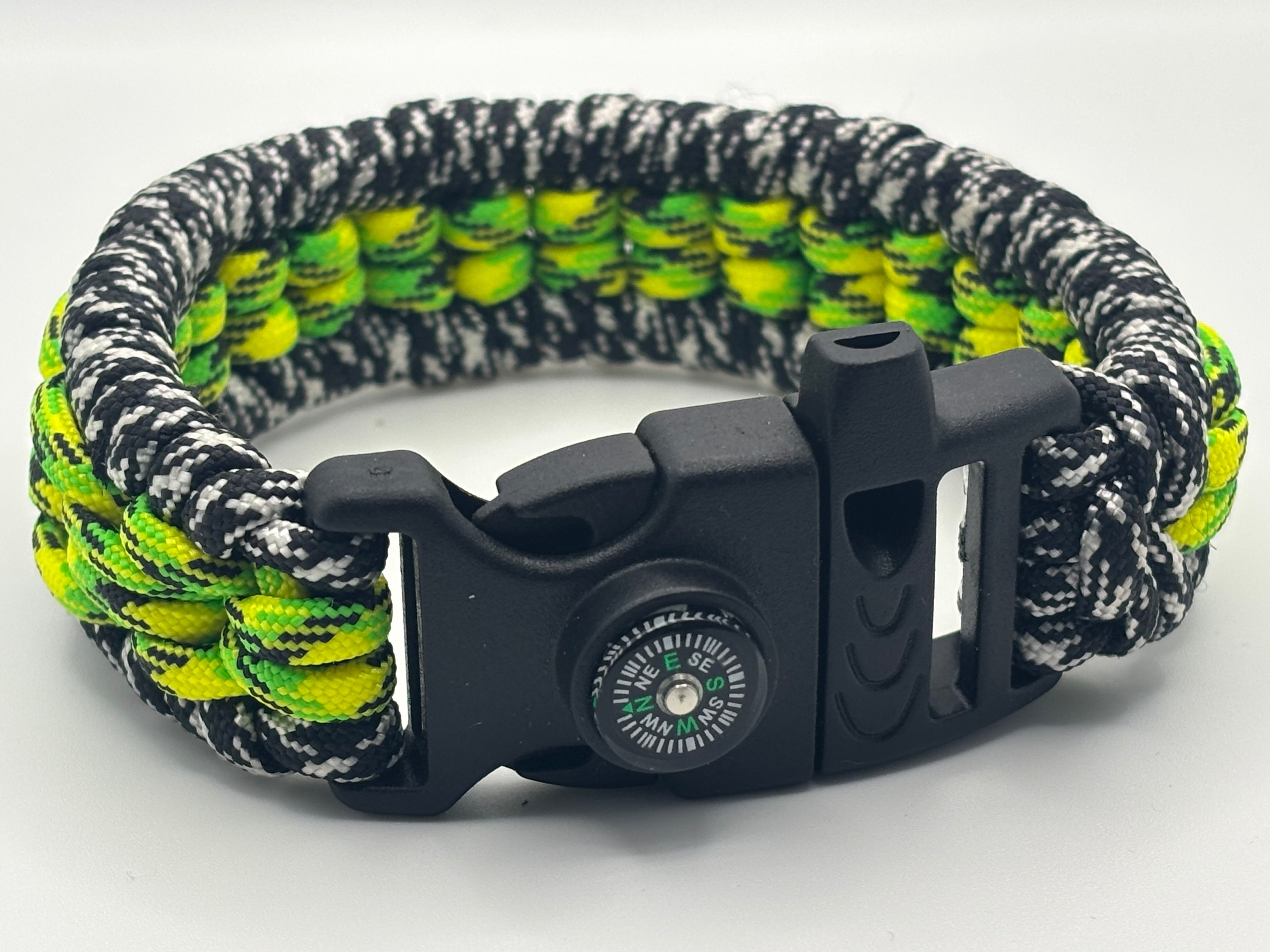 Handmade Chain Mate Paracord Bracelet (Grn/Blk/Stipe) image 1