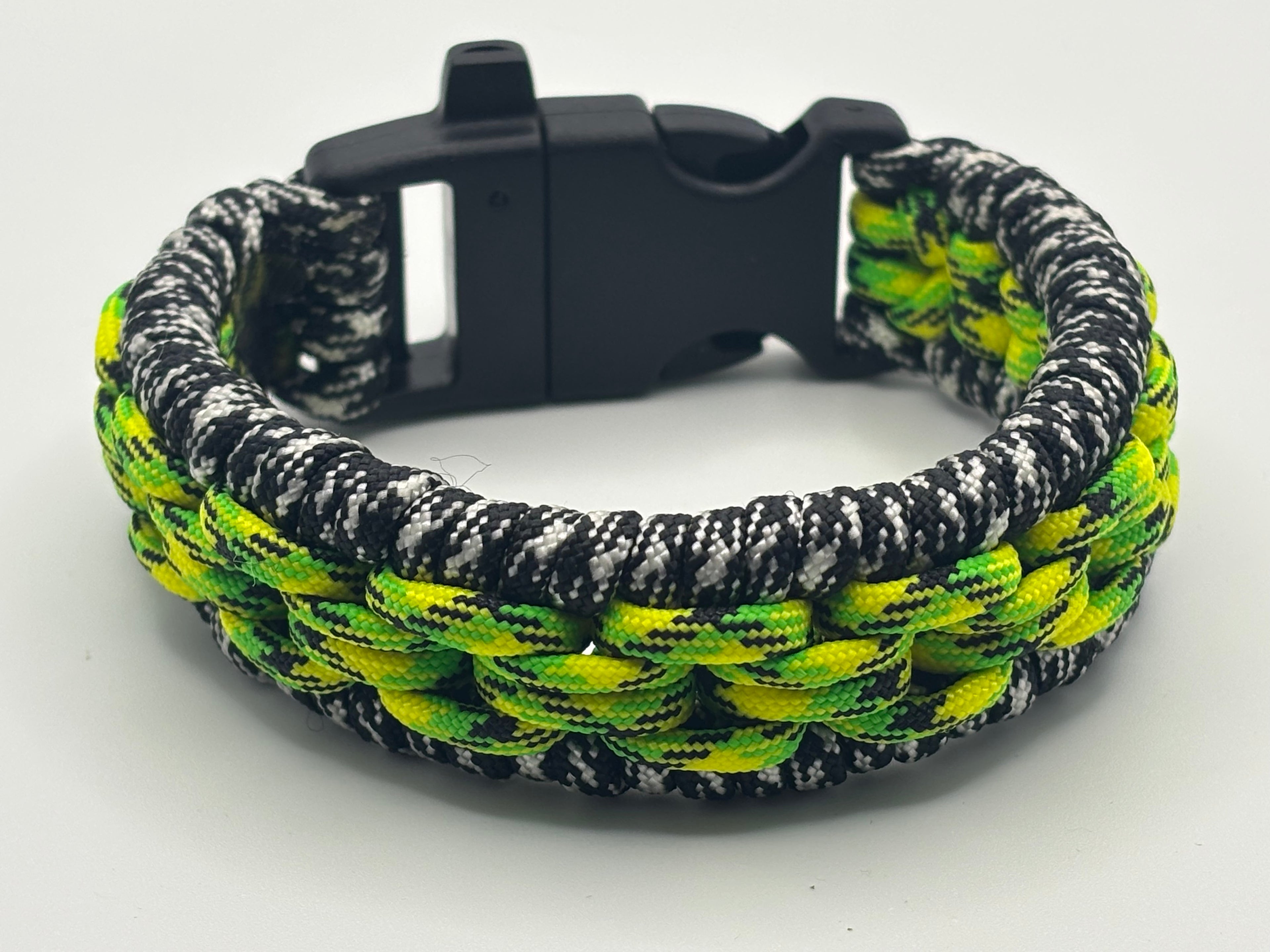 Handmade Chain Mate Paracord Bracelet (Grn/Blk/Stipe) image 0